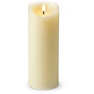 Relaxdays LED Kerze, HxD: 30 x 10 cm, flackernde Flamme, Echtwachs, flammenlose Stumpenkerze, XXL Bodenkerze, Champagner