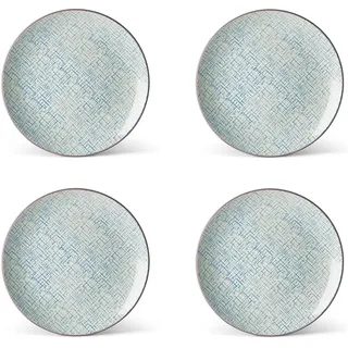 Evviva Speiseteller aus Steingut, 4 Teller à 25 cm, modern und bunt, geometrische Muster, Althea