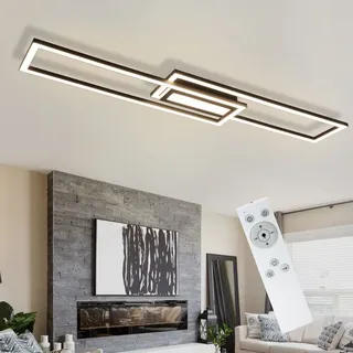 ZMH LED Deckenleuchte Schwarz Dimmbar mit Fernbedienung Modern Schlafzimmer Deckenbeleuchtung für Wohnzimmer Küche Flur Büro Esszimmer