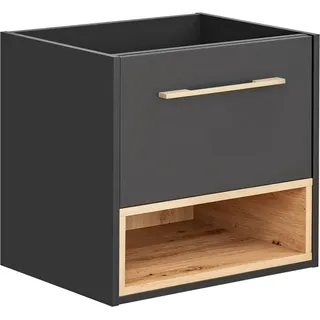 Waschtischunterschrank 60 cm BOLOGNA-56 in anthrazit mit Artisan Eiche Nb., B/H/T: ca. 60/57/46 cm - Grau