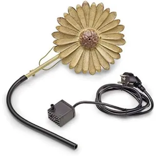 Aquanique Speier Set Gänseblümchen grau SSDW 200i (200 l/h) | Wasserspiel | Wasserspeier aus Metall mit Pumpe | 1,5m Kabel | Gartendekoration