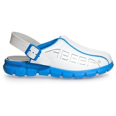 Bild von Berufsschuh-Clog Herren Abeba Dynamic tools, Weiß Blau mit Aufdruck, 42