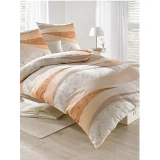 Bettwäsche BIBERNA Gr. 2, orange (melba, natur), B/L: 155cm x 200cm, Seersucker, B/L: 80cm x 80cm, 4 Stk., Seersucker, 100% Baumwolle, Bettwäsche, Bettwäsche