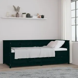 The Living Store Tagesbett Schwarz 90x200 cm Massivholz Kiefer - Schwarz