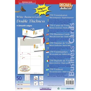 APLI dcc718 250 Visitenkarten Multi Gebrauch, 85 x 54 mm, weiß