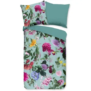 Good Morning Wendebettwäsche »Imma« 2 Stk. tlg. 100% Baumwolle, Renforcé, Reißverschluss, Wendeoptik, Blumen, Aqua good morning Aqua B/L: cm x cm