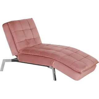 BELIANI Chaiselongue Rosa Samtstoff mit verstellbarem Kopfteil und Schlaffunktion Retro Design Glamouröser Stil - Rosa, Silber
