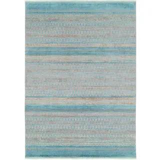 Dieter Knoll Webteppich , Grau, Türkis , Textil , Streifen , rechteckig , 200x290 cm , Oeko-Tex® Standard 100 , für Fußbodenheizung geeignet, pflegeleicht , Teppiche und Böden, Teppiche, Webteppiche