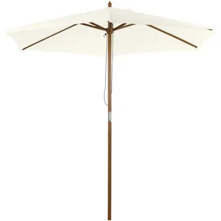 Outsunny Sonnenschirm, Bambus, Tannenholz, Polyester, Weiß , Holz , 250x250 cm , Sonnenschutz, Sonnenschirme