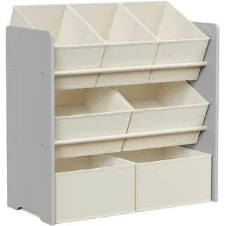 Songmics Kinderregal mit 7 Aufbewahrungsboxen 29,5 x 62,5 x 60 cm Taubengrau