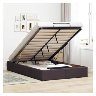 vidaXL Ottoman-Bett ohne Matratze Dunkelbraun 120x200 cm Stoff, Bettrahmen, Bettgestell mit Stauraum, Polsterbett, Bettgestell