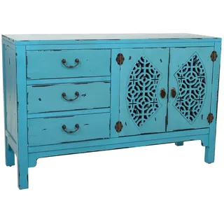 Wanderlust Sideboard aus Holz 106x36x68 cm , Blau , 106x68x36 cm , Kleinmöbel, Kommoden, Sideboards