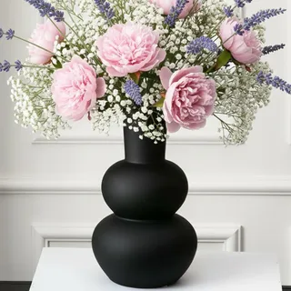 Tenforie Blumenvase aus Keramik für Dekoration, Blumenvase für Heimdekoration, Wohnzimmer, Zuhause, Büro, Tafelaufsatz, Tisch und Hochzeit, schwarz
