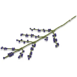 Gry & Sif Handgemacht & Fairtrade-Zertifiziert Stilvolles dänisches Design X Nepali Kunsthandwerker| Zweig mit blauen Beeren aus Filz - Künstliche Blumen für Wohnzimmer Dekoration | Blau