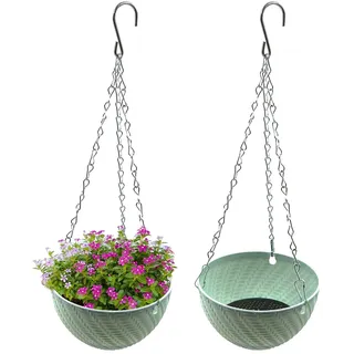 mimzemamz BlumentöPfe Zum AufhäNgen HäNgend Pflanztopf - 2 StüCk Balkon HäNgetopf Zum AufhäNgen Wand Pflanzen Halter FüR Balkon Terrasse Gartenzaun Gartenhaus Vase, 15 cm Durchmesser, Blau