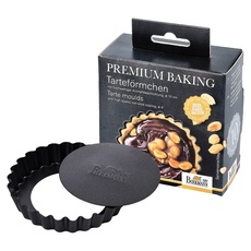 RBV Birkmann Premium Baking, Tarteförmchen, Ø 10 cm, 6-fach, mit Hebeboden, exzellente Marken-Antihaftbeschichtung, mit Rezept
