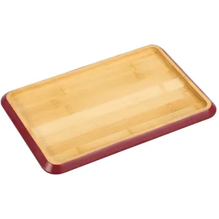 KESPER | Servierbrett | Material: Bambus - FSC®-Zertifiziert | mit BIOFA-Öl | Maße: 30, 5 x 20 x 2 cm | Farbe: Braun mit beerefarbenem Rand | Serviertablett Holz | 58373