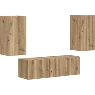 TV-Wandregal-Set Wandmontiert 4 pcs Artisan-Eiche Holzwerkstoff - Braun