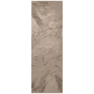 benuta nest Kunstfell-Teppich, Taupe, Textil, Beton Optik, Rechteckig, 80x240 cm, wasserabweisend, Teppiche & Böden, Teppiche