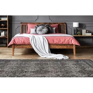 Teppich CALO-DELUXE "Bello 210" Gr. 4, grau (grau, schwarz), B:160cm H:10mm L:230cm, Baumwolle, Polyester, Teppiche, Teppich, Vintage Design, Wohnzimmer