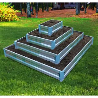 Blumenkasten, Pflanzenpyramide, Kräuterbeet, Kräuterpyramide, Metall, 4 Ebenen