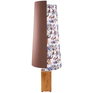 Herzblut Stehleuchte , Braun, Silberfarben , Textil , Asteiche , massiv , Blume , 120 cm , Fußschalter , Lampen & Leuchten, Innenbeleuchtung, Stehlampen, Stehlampen
