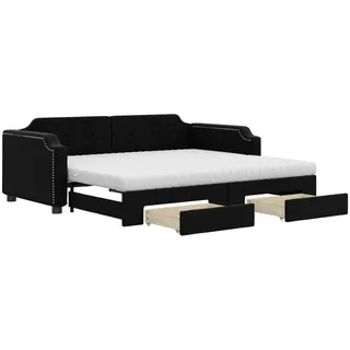 vidaXL Tagesbett Ausziehbar mit Schubladen Schwarz 90x190 cm Stoff - Schwarz