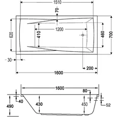 Bild von Atlanta Rechteckbadewanne 70 x 160 cm (862601)