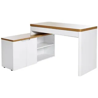 Venda Eckschreibtisch , Eichefarben, Weiß , Holzwerkstoff , 118x76x140 cm , seitenverkehrt montierbar , Büromöbel, Büromöbel-Sets & Büromöbel-Serien, Büromöbelserien