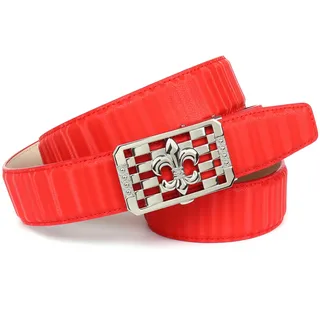 Anthoni Crown Ledergürtel mit silberfarbener stilisierter Lilien-Schnalle, rot