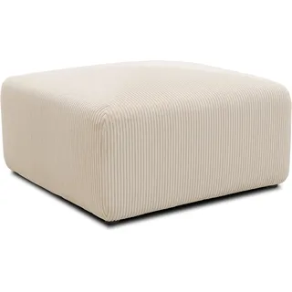 DOMO. collection Polsterhocker Malia, Cord Modul-Sofa, Hocker, Modul-Couch, Einzel-Polsterelement, kombinierbar, Sitzhocker, 85 x 85 x 42 cm (BxTxH), beige