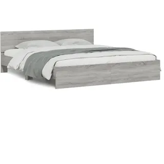 vidaXL Bettgestell mit Kopfteil Grau Sonoma 180x200 cm - Grau