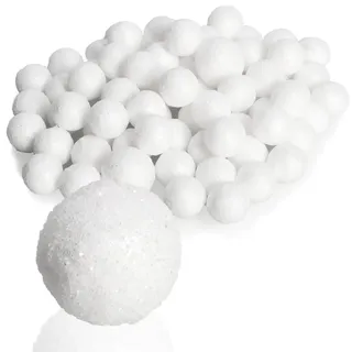 com-four® 90x Schneekugeln - Polyfoam Deko Kugeln - vielseitige Weihnachtsdeko mit Glitzer - Christbaumschmuck (Ø 1,5 cm)