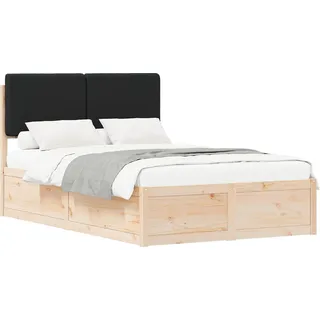 vidaXL Bettgestell mit gepolstertem Kopfteil Schwarz 120 x 190 cm - Schwarz
