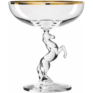 RITZENHOFF 9011002 Champagnerglas 200 ml, Serie Reitkristall – mit Goldrand und Stiel in Form eines steigenden Pferdes – Made in Germany