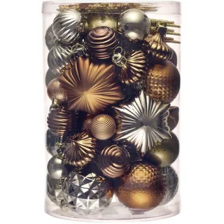 Valery Madelyn 60 stück Weihnachtskugeln für Weihnachtsdeko,Bronze Gold Christbaumkugeln Set Weihnachtskugel Bruchsicher,Weihnachtsbaumschmuck Christbaumschmuck mit Aufhänger,Deko Weihnachten