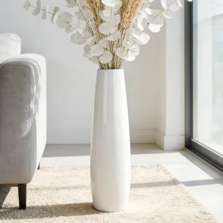 JIDOFUE Weiße Keramikvase Bodenvase 24 Zoll/60 cm hoch Boden Blumenvase Halter dekorative große Vasen für Tisch Tafelaufsätze Regal Home Decor Wohnzimmer getrocknete Blumen Arrangement einfache Vase