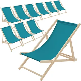ECD-Germany Strandliege 10er Set Dunkelgrün , Holz , 57.5x83x100 cm , Gartenmöbel, Gartenliegen