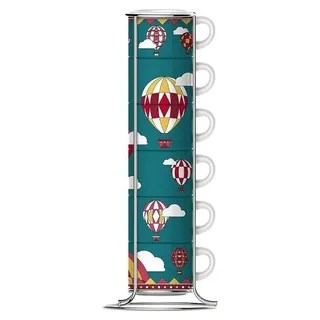 Bialetti Winter Wonderland - Set 4 Türkisfarbene Kaffeetassen aus Porzellan 90 ml - Türkis