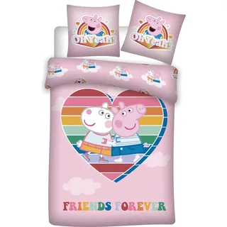 Peppa Pig Bettbezug Friends für immer 140 x 200 cm - Polyester - Rosa