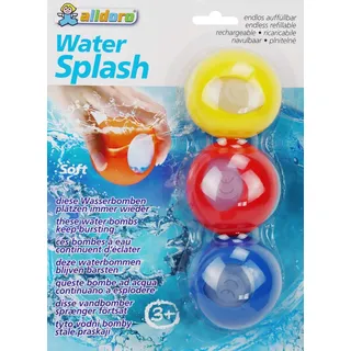 alldoro 60206 - Water Splash 3er Set Wasserbomben, Wasserballons wiederverwendbar & selbstschließend, Wasser Balloon für Garten, Strand & Party, für Kinder ab 3 Jahren & Erwachsene, Farben sortiert