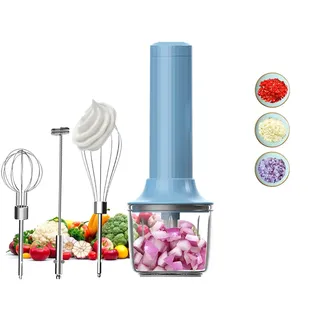 4-in-1 Elektrischer Handmixer, Elektrischer Schneebesen, Mini Zwiebelzerkleinerer 283.5 g, Kleiner kabelloser Handmixer, Milchaufschäumer Zauberstab für Kaffee, Matcha, 4 Geschwindigkeiten