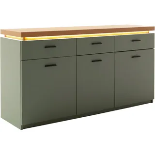 MCA furniture Sideboard »MONIZ Sideboard« 1 Stk. tlg. Kommode,Eiche Salbeigrün,3 Türen,3 Schubkästen,gedämpft,Breite 156 cm, grün