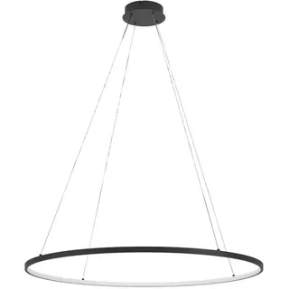 EGLO LED Hängelampe Parruta, Pendelleuchte über Esstisch, runde Esszimmerlampe mit Fernbedienung, Wohnzimmerlampe aus Metall in Schwarz und Kunststoff in Weiß, warmweiß-kaltweiß, Ø 99 cm