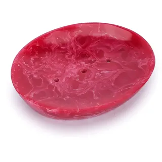 Ajuny Seifenschale selbstentleerend aus Harz – Rutschfester Seifenhalter für Dusche, Bad, Spüle – Seifenablage für Seifenstücke & Schwamm, Leicht zu Reinigen, Rosa