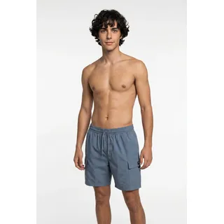 Badeshorts VANS "PRIMARYCARGOLOOSEELASTICBOARDSHORT", Herren, Gr. S, N-Gr, blau (stormyweathe), Obermaterial: 61% Baumwolle, 39% Polyester, Badehosen Badeshorts, aus Baumwolle und Polyester, lässige Passform