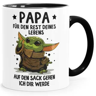 MoonWorks Tasse Geschenk Papa Sprüche Geschenkidee Vatertag Lustig Motiv Baby- mit Spruch Weiss-innen-schwarz standard