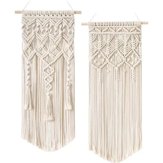 2 Stück Makramee Wandbehang Boho Deko Chic Gewebte Wandteppich - Schöne Wohnungs-Schlafzimmer-Hochzeit-Apartment-Raumdekoration Home Decor,