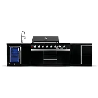 Goriller Outdoorküche Blackback M3 , Schwarz Hochglanz , Metall , 330x90x58 cm , Ce , Grills, Gasgriller