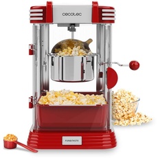 Cecotec Elektrische Popcornmaschine Fun&Taste P'corn Classic. Popcorn-Maschine, 300 W, Retro-Design, 500 ml Edelstahltopf, Herausnehmbare Schale, Innenbeleuchtung, Dosierlöffel